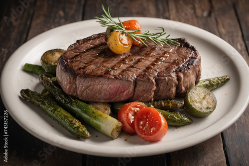 Delicious steak meat with vegetables