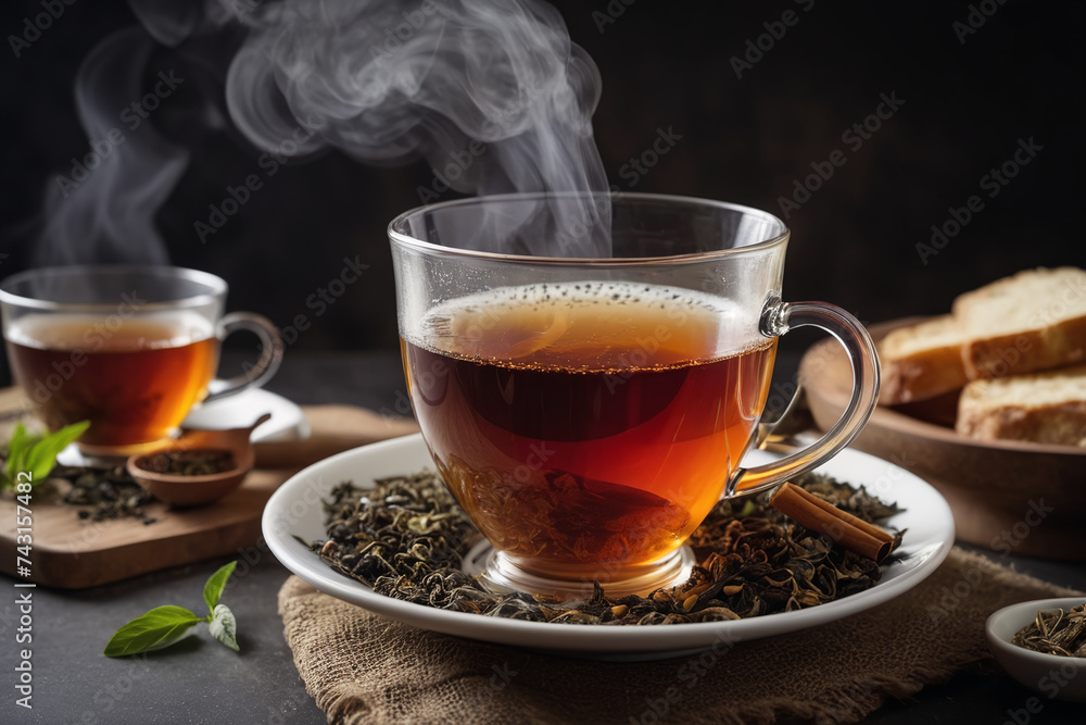 Hot tea in tea cup Hot tea in tea cup