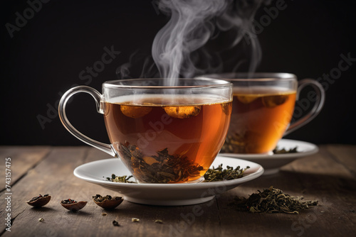 Hot tea in tea cup