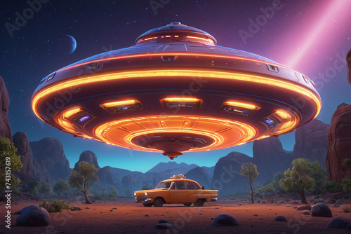 Flying ufo disk alien spaceship photo