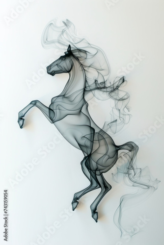 Horse from smoke on a white background. Design element for your artworks. 
