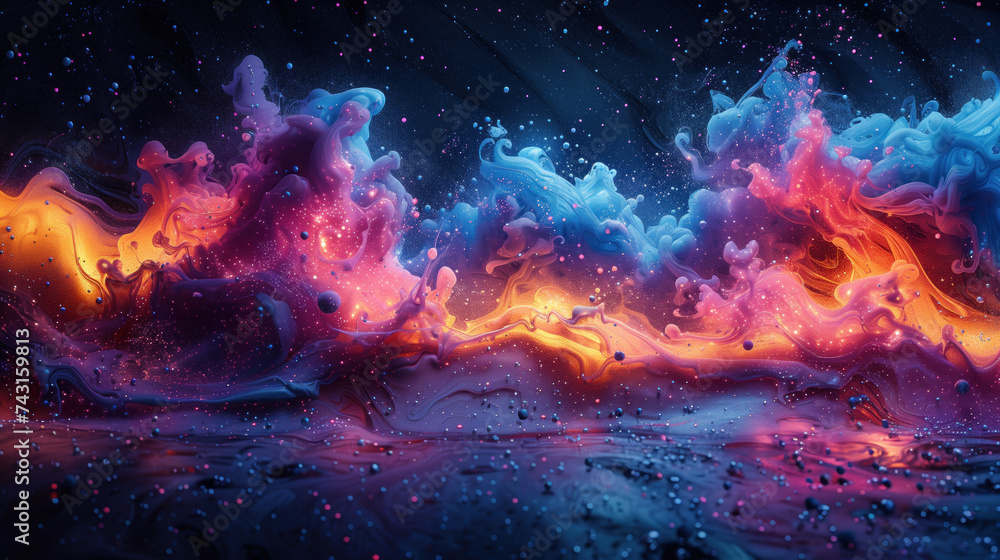 Neon haze explosion on black background Neon haze explosion on black background
