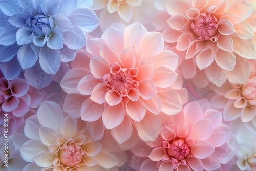 Colorful dahlia flowers as background, closeup view © Тамара Печеная