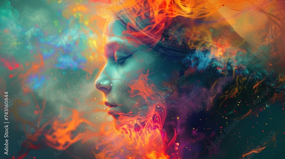 Human face made in vibrant liquid colors Human face made in vibrant liquid colors