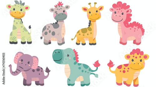 Set icons cute toys kids vector illustration desi