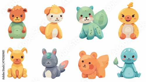 Set icons cute toys kids vector illustration desi