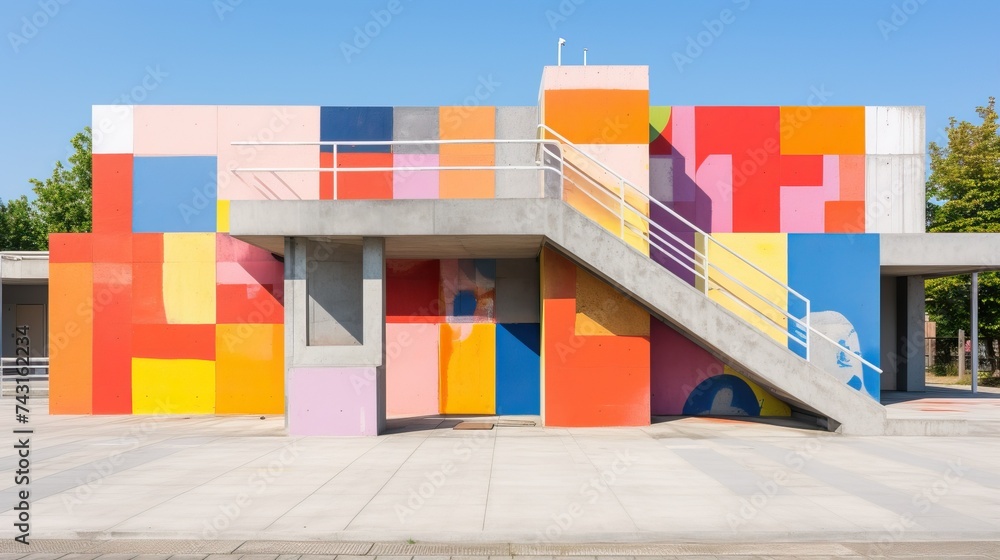 The brightly painted concrete structure has wheelchair accessibility for persons with disabilities (ADA).


