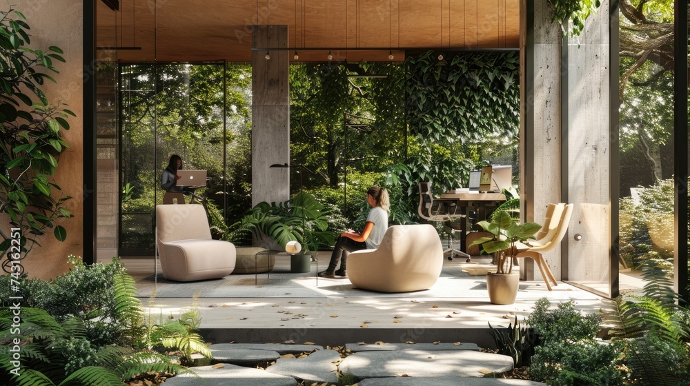 Modern workspace, colourful Modern workspace, colourful