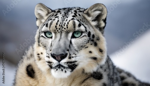 leopard endangered portrait  wildlife  predator  Captivating Close-up Portrait Endangered Snow Leopard