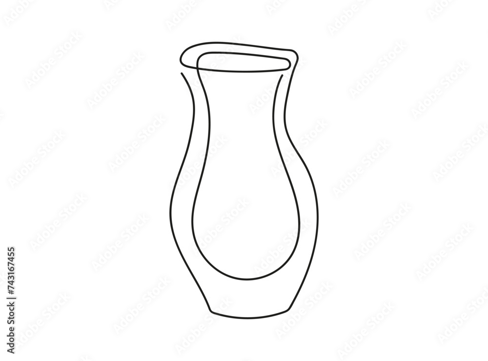 Continuous one line drawing of flower vase. Line art. Isolated on white backdrop Concept of home decor, minimalism. Design element for print, postcard, scrapbooking, coloring book Continuous one line drawing of flower vase. Line art. Isolated on white backdrop Concept of home decor, minimalism. Design element for print, postcard, scrapbooking, coloring book