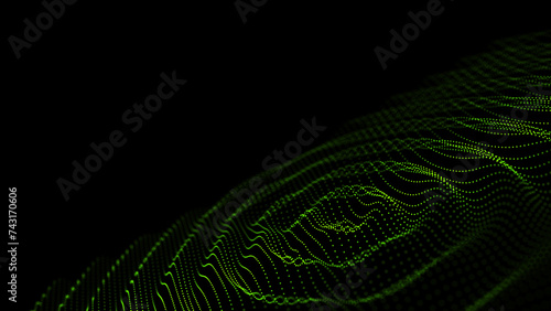 Futuristic sound wave texture. Portal grid, circle warm hole frame. Background for banner design. Big data visualization. 3d rendering.