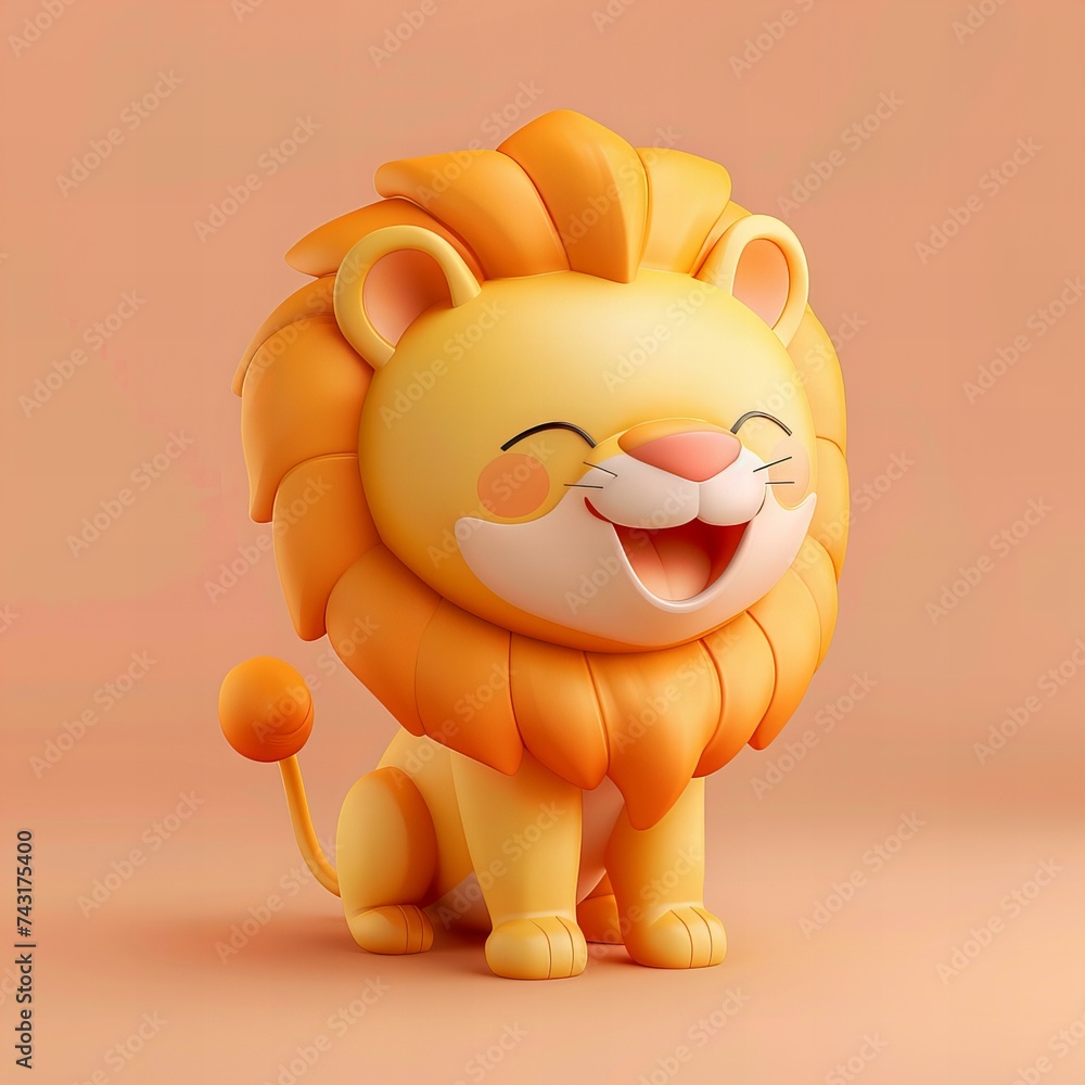 Naklejka premium cute lion 3d cartoon character isolated