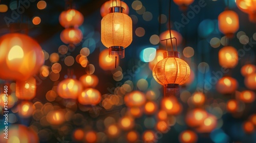 Superhero Woozie abstract background with swaying lanterns, enhanced bokeh, and festive lights