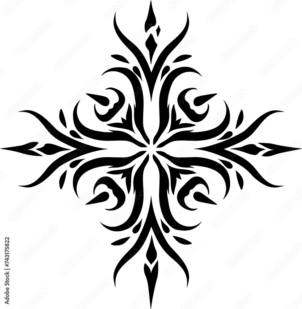 Classic Black Fleur-de-lis Inspired Ornamental Design on a Neutral Background