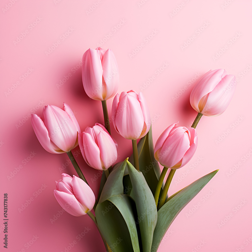 bouquet of tulips Pink pink background bouquet of tulips Pink pink background
