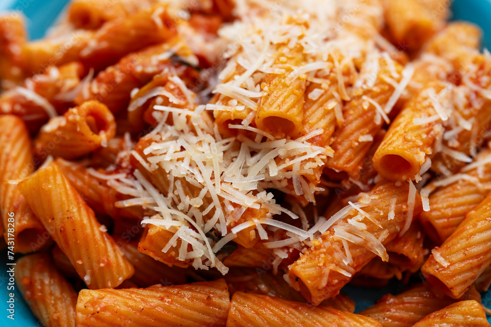 Rigatoni with meat flavor, Italian cooking, pasta, meat sauce Rigatoni with meat flavor, Italian cooking, pasta, meat sauce