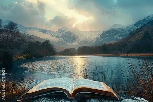 Beautiful landscape image of Llyn Padarn a book photo
