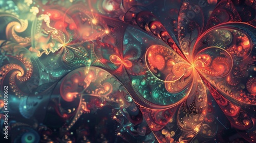 An Abstract Background With Dreamlike Pattern of Colorful Swirls and Fractals in Digital Art Texture.