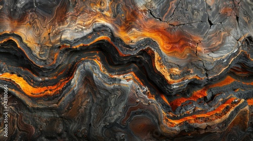 Abstract Volcanic Background with Dynamic Lava Layers and Textured Orange Swirls