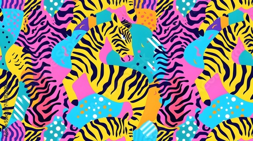 Maximalist 90s Tiger or Zebra Print Seamless Pattern