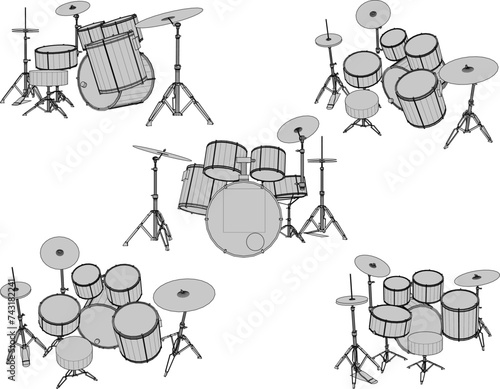 vector sketch illustration of drum musical instrument design for band children