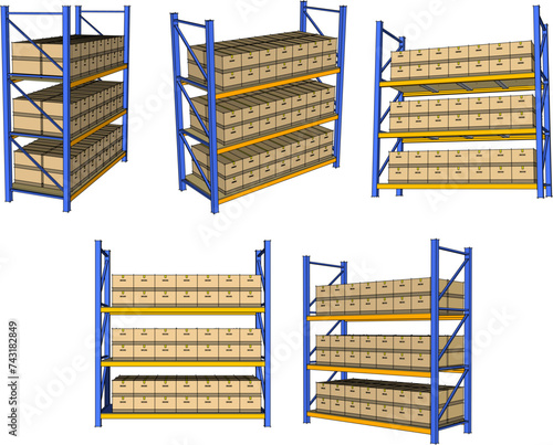 Vector sketch illustration of goods rack design for warehouse storage photo