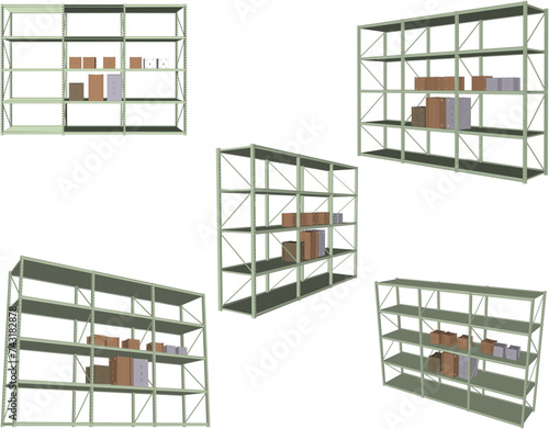 Vector sketch illustration of goods rack design for warehouse storage