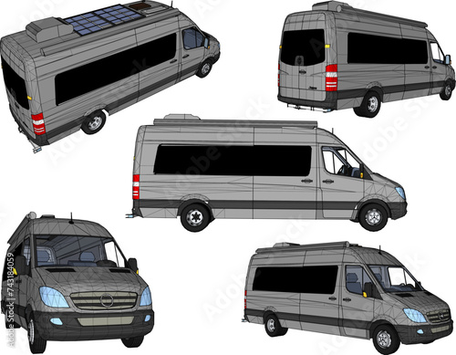 Vector sketch illustration of minibus car design for tourist trips
