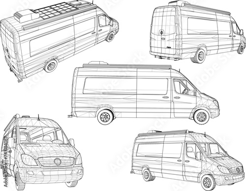Vector sketch illustration of minibus car design for tourist trips