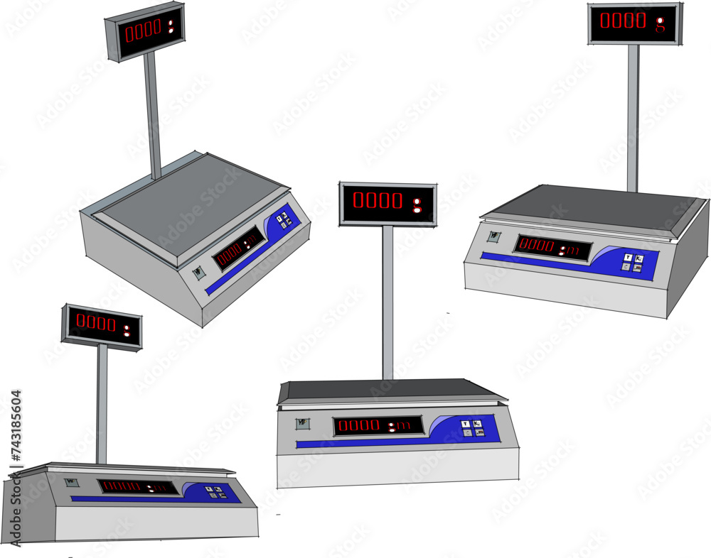 Vector sketch illustration of self-service cash register money counting machine design