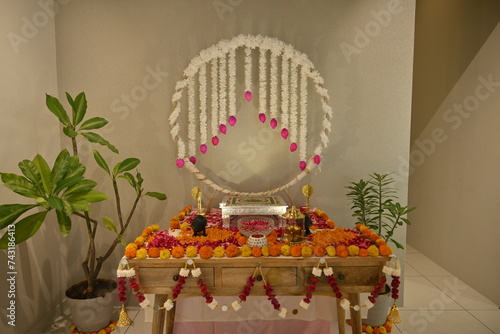 Indian Festival Celebration Decoration with Flowers