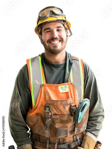 Construction labour in transparent background