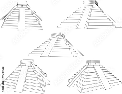 Vector sketch illustration of the construction design of a sacred temple, a place of worship for prehistoric people 