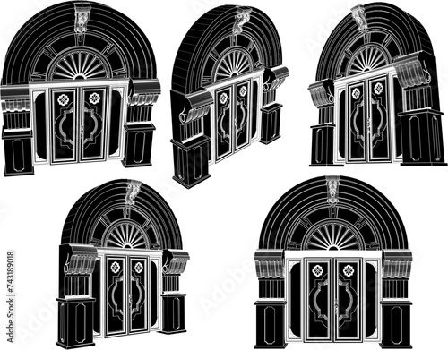 vector sketch illustration of the design of a classic vintage old gate of a historic building