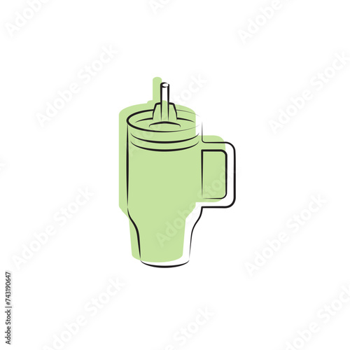 Stanley Cup Tumbler Drink Icon Flat Outline Vector, PNG, JPEG in Black/White, for Web, Mobile Apps and UI, Infographics, Digital Assets