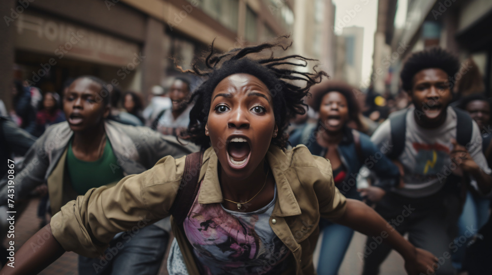 custom made wallpaper toronto digitalscreaming black woman running with crowd in the background