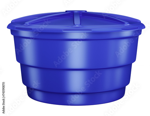 Common water tank in Brazil blue on transparent background in realistic 3d render photo