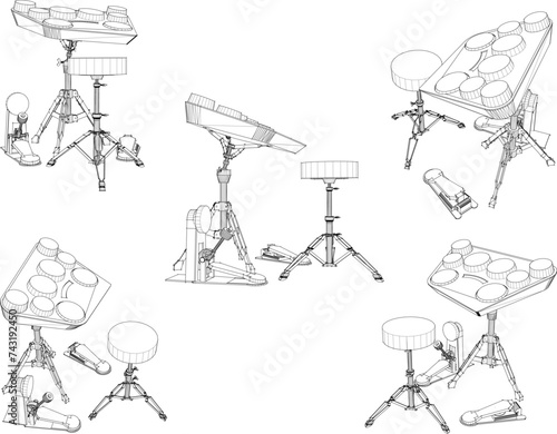 Vector sketch illustration of the design of the dangdut band kendang grub musical instrument 