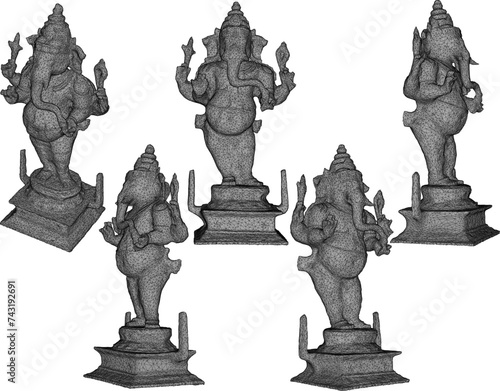 vector sketch illustration of the design of the god goddess ganesha statue