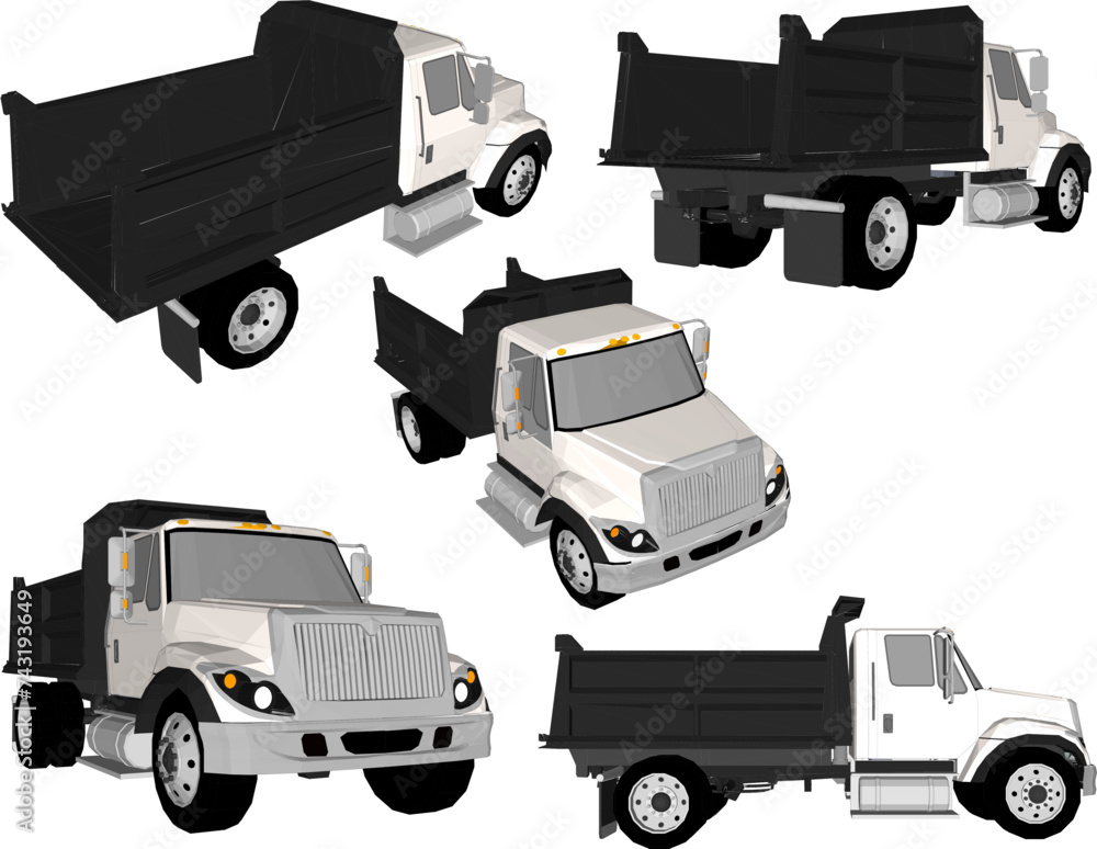 Vector sketch illustration of truck vehicle design for transporting construction materials - obrazy, fototapety, plakaty 