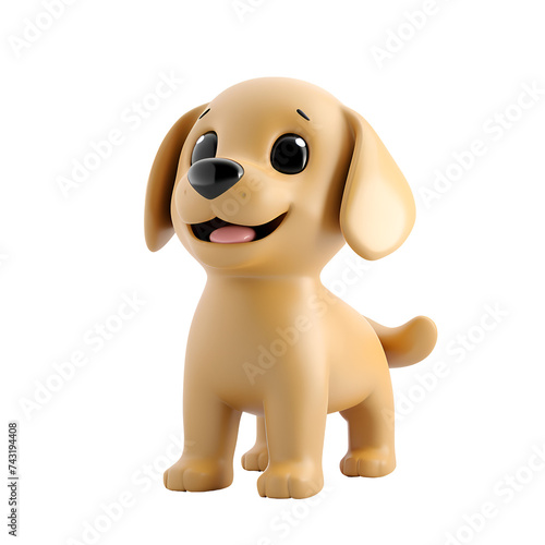 Brown Golden Retriever Puppy  A Cute 3D Illustration in Simple Cartoon Style  Isolated on Transparent Background  PNG