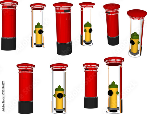 Vector sketch illustration of water hydrant design for fire fighting with safety tube