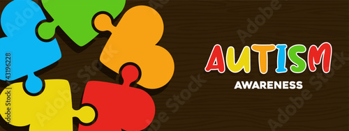 Colorful heart together .Autism Awareness Day Medical flat illustration.
