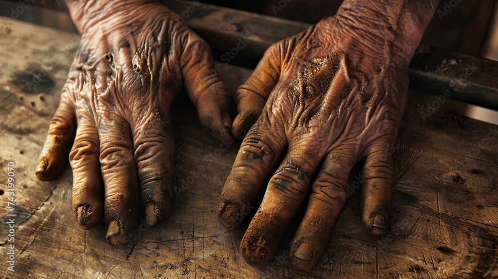 Close Up of a Person With Dirty Hands Close Up of a Person With Dirty Hands