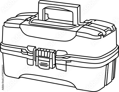 Fishing Tackle Box Outline Vector Illustration