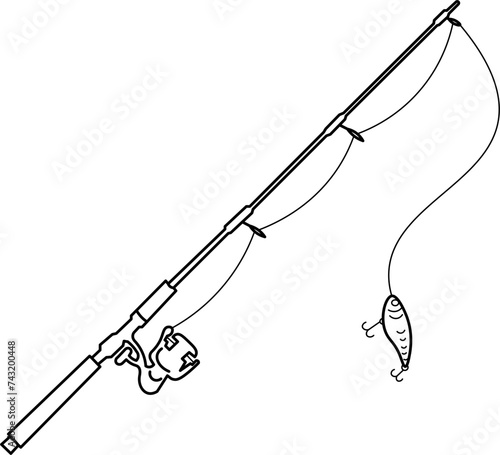 Fishing Rod Outline Vector Illustration