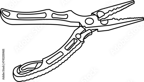 Fishing Pliers Outline Vector Illustration