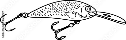 Fishing Lure Outline Vector Illustration