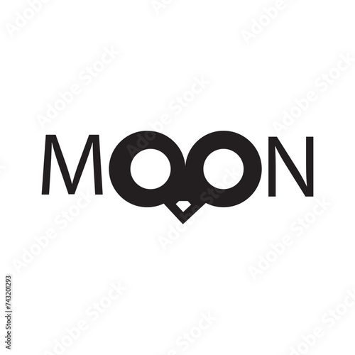 Moon logo with owl eyes sign
