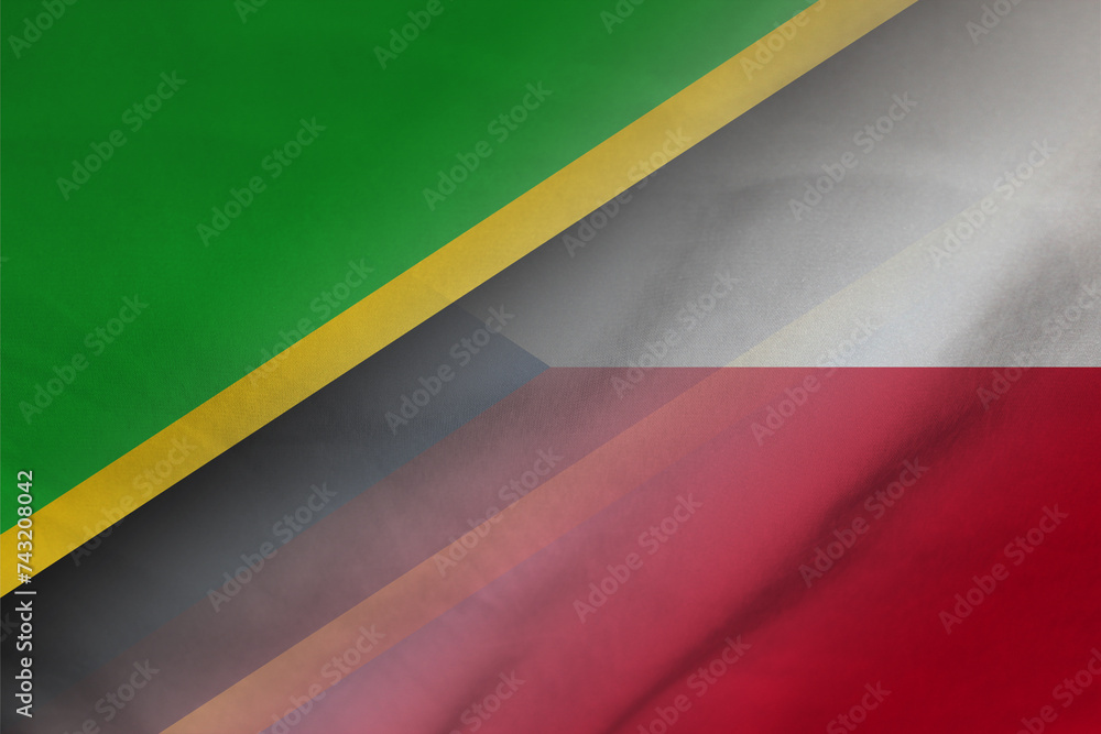Tanzania and Czech Republic government flag international contract CZE TZA - obrazy, fototapety, plakaty 